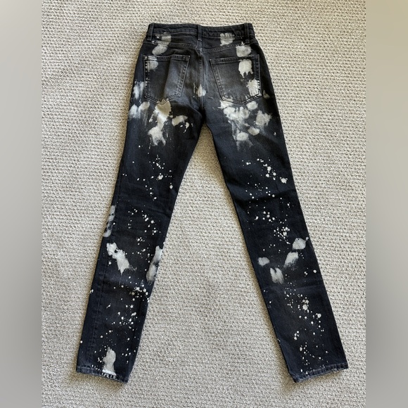 Zara Black Acid Wash Paint-Splatter Jeans – Women’s Size 2 - Picture 4 of 4